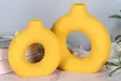 Vas Set Aberto Design Iskandinav Halka Gul Keramik 15x4x20 cm 15x4x16 cm - Hängande blomkrukor och vaser - 8684282698272 - 2