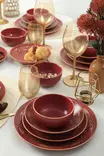 Matsservis Hermia Röd Guld Keramik 24 Delar - Serveringsfat - 8684282368182 - 3