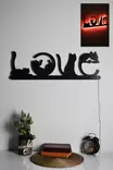 Dekorativ Led Väggdekor Wallity Cat Love Röd MDF 70x22 cm - Ljussmycken och ljusfigurer - 8682870904552 - 2