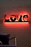 Dekorativ Led Väggdekor Wallity Cat Love Röd MDF 70x22 cm - Ljussmycken och ljusfigurer - 8682870904552 - 4