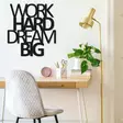 Väggdekor Metall Wallity Work Hard Dream Big Svart Metall 65x70 cm - Dekorationer, prydnadsföremål - 8681875450392 - 2