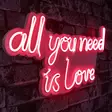 Led Väggdekor Wallity All You Need Is Love Röd Plast 32x60 cm - Ljussmycken och ljusfigurer - 8683342965392 - 2