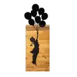 Väggdekor Trä Wallity Child And Balloons Svart Trä/Metall 30x86 cm - Dekorationer, prydnadsföremål - 8682870773592 - 1