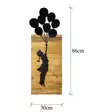 Väggdekor Trä Wallity Child And Balloons Svart Trä/Metall 30x86 cm - Dekorationer, prydnadsföremål - 8682870773592 - 9