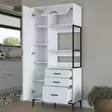 Förvaringsskåp Hanah Home JE112 Vit Spånskiva 90x198,6x40 cm - Skåp och byråer - 8684282480952 - 10