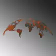 Väggdekor Metall Wallity World Map Medium Flerfärgad Metall 150x59 cm 2 Delar - Dekorationer, prydnadsföremål - 8683743851522 - 6