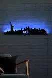 Väggdekor MDF Wallity NYC Skyline Blå MDF 80x24 cm - Ljussmycken och ljusfigurer - 8682870904712 - 4