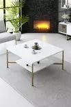 Soffbord Hanah Home Gold Line Vit Svart Spånskiva 80x80x40 cm - Soffbord - 8683742126232 - 2