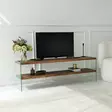 TV-bänk Hanah Home Aqua TV Chesnut Natur Härdat Glas Massivt Trä 140x45x35 cm - TV-bänkar - 8684282402442 - 2