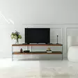 TV-bänk Hanah Home Aqua TV Chesnut Natur Härdat Glas Massivt Trä 140x45x35 cm - TV-bänkar - 8684282402442 - 3