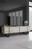 TV-bänk Hanah Home Luxe Travertine Svart Spånskiva 180x30x50 cm - TV-bänkar - 8684282970422 - 2