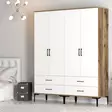 Garderob Hanah Home Kumsal TT Valnöt Vit Spånskiva 160x47,5x201,4 cm - Garderober - 8684282089582 - 4