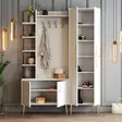 Hallmöbel Hanah Home Viyana Da Vit Guld Spånskiva 150x202x35 cm - Hallskåp - 8684282465782 - 3