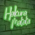 Dekorativ Led Väggbelysning Wallity Hakuna Matata Grön Plast 47x29 cm - Ljussmycken och ljusfigurer - 8682870655362 - 2