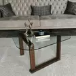 Soffbord Hanah Home S302 Valnöt Massivt Trä Härdat Glas 96x41x81 cm - Soffor - 8682870558502 - 2