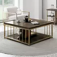 Soffbord Hanah Home Zenn Valnöt Guld Spånskiva 90x90x40 cm - Soffbord - 8683743791262 - 4