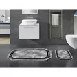 Badrumsmatta Set Mijölnir Grå Svart 100% Polyester Halkfri Antibakteriell Maskintvättbar 50x60 cm & 60x100 cm - Badrumsmattor och våtrumsmattor - 8682870988262 - 2