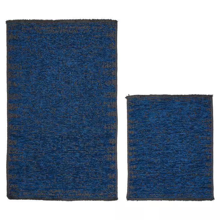 Badrumsmatta Set Mijölnir Blå 100% Bomull Halkfri Antibakteriell 50x60 cm & 60x100 cm - Badrumsmattor och våtrumsmattor - 8682870989092 - 1