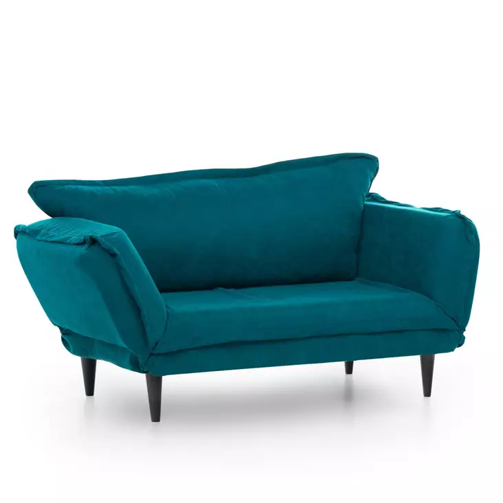 2-sits bäddsoffa Atelier del Sofa Vino Petrolgrön Linne 150x60x85 cm - Bäddsoffor - 8681875833942 - 1