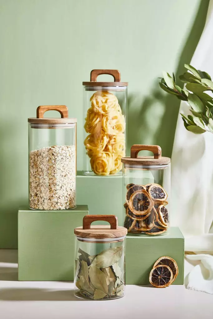 Burkset Hermia Akasya Transparent Glas 8 Delar - Dagliga köksartiklar - 8684283784912 - 1