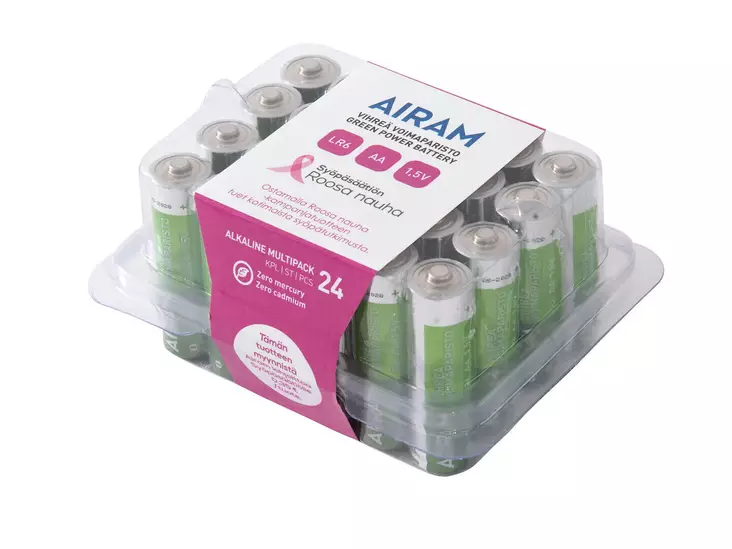 AA-batterier 24 st Airam - Alkaliska batterier - 6435200282552 - 1