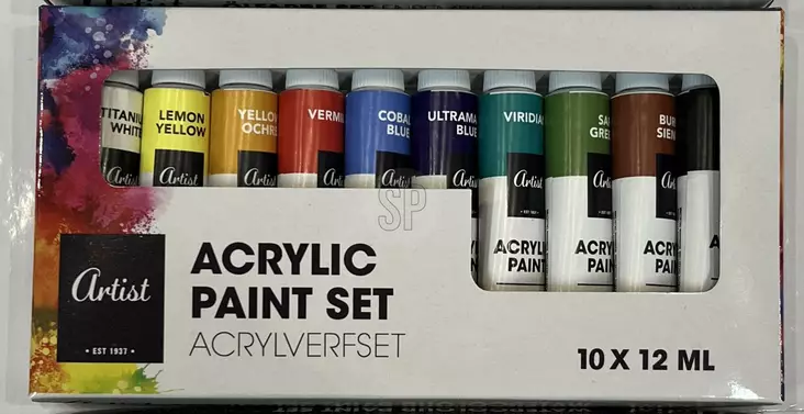 Akrylfärger 12 ml - 10 Stycken Set - Kreativitet i Färger - Akrylfärger och målarfärger - 8721037026062 - 1
