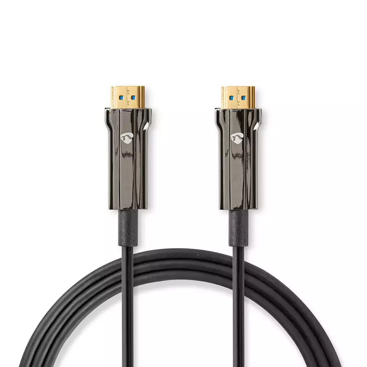 Aktiva Optiska Ultra High Speed HDMI Kabel med Ethernet | HDMI Kontakt | HDMI Kontakt | 8K@60Hz | 48 Gbps | 75.0 m | Rund | PVC | Svart | Presentbox - HDMI-kablar - 5412810318322 - 1