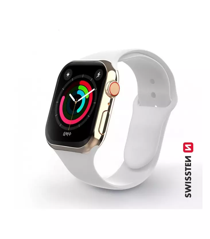 Apple Watch-armband | Vit | 42-49 mm | Silikon | Swissten - Smartklockor och aktivitetsmätare - 8595217477162 - 1