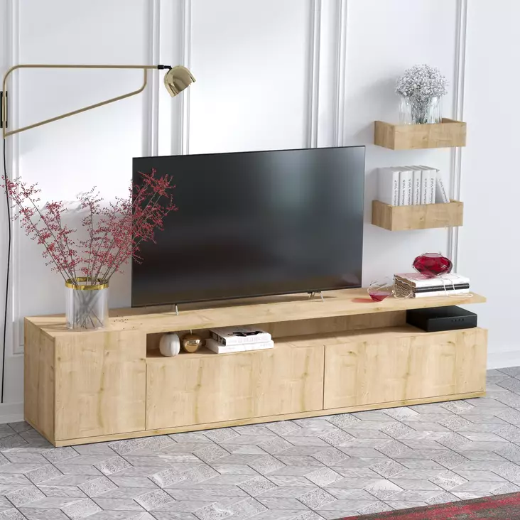 TV-bänk Hanah Home Alika Ek Spånskiva 180x45x35 cm - TV-bänkar - 8683342484732 - 1