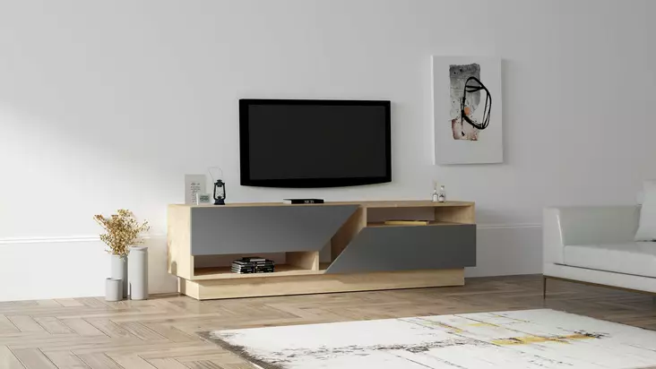 TV-bänk Hanah Home Yaprak Safir Antracit Spånskiva 160x45x40 cm - TV-bänkar - 8683342050012 - 1