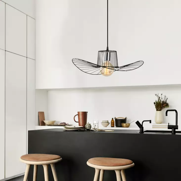 Taklampa Opviq Berceste Svart Järn 49 x 110 cm - Tak- och vägglampor - 8681875502282 - 1