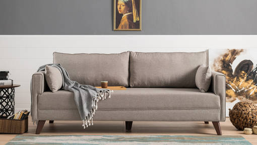 3-sits bäddsoffa Atelier del Sofa Bella Cream Polyester 208x81x85 cm - Bäddsoffor - 8681875547672 - 1