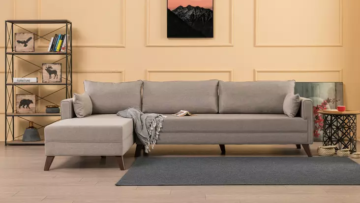 Hörnsoffa Atelier del Sofa Bella Cream Polyester 275x165x85 cm - Soffor - 8681875547702 - 1