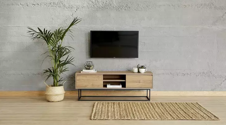 TV-bänk Hanah Home Laxus 140 Valnöt Spånskiva 140x50x40 cm - TV-bänkar - 8681875391282 - 1