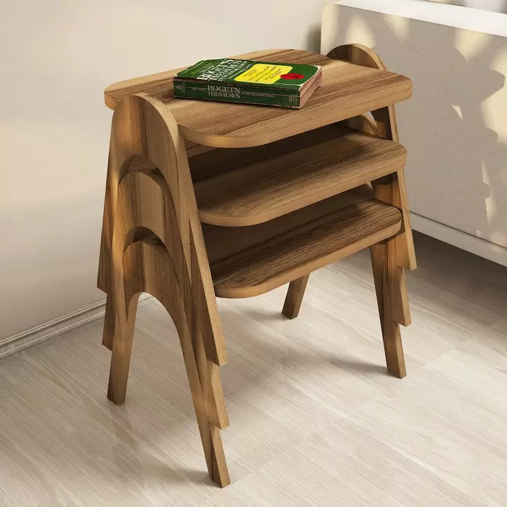 Nestingbord Hanah Home Paris Valnöt Spånskiva 48,6x42x35,5 cm - Möbler - 8681875184082 - 1