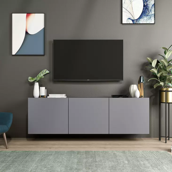 TV-bänk Hanah Home Afro Antracit Spånskiva 150x44x31 cm - TV-bänkar - 8683743316182 - 1