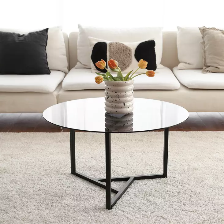 Soffbord Hanah Home Trio Sehpa Fume Härdat Glas Metall 75x42x75 cm - Soffbord - 8682870558632 - 1