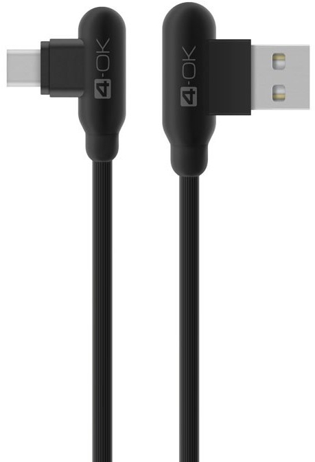 Datakaapeli MicroUSB kulma 1m musta, 4-OK - Micro-USB-kablar - 8428728105272 - 1