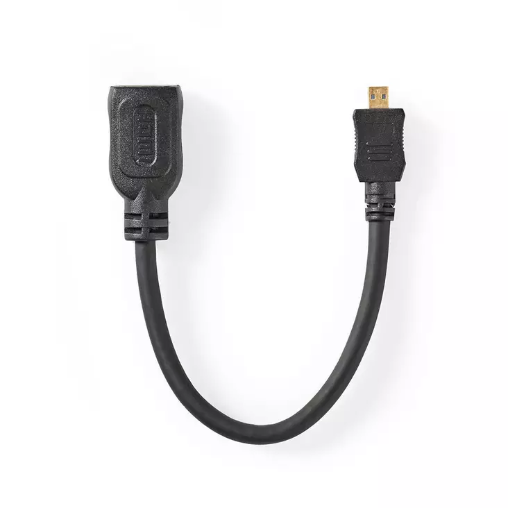 High Speed HDMI kabel med Ethernet | HDMI Micro kontakt | HDMI Utgång | 4K@30Hz | 10.2 Gbps | 0.20 m | Rund | ABS / PVC | Svart | Tag - HDMI-kablar - 5412810325542 - 1