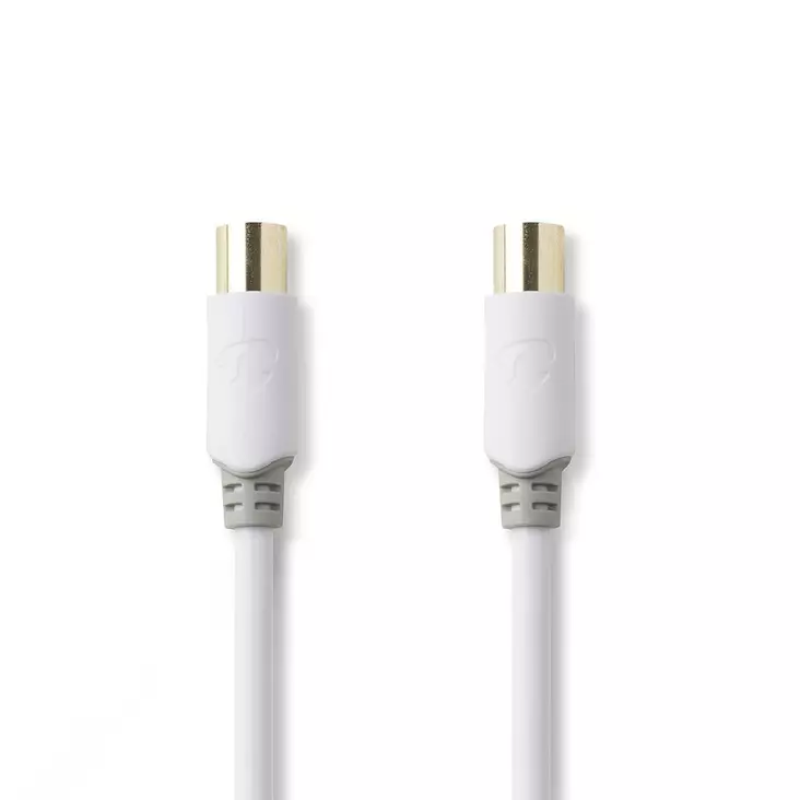 Koaxialkabel | IEC (Koax) Hane | IEC (Koax) Hona | Guldplaterad | 100 dB | 75 Ohm | Dubbelskärmad | 2.00 m | Rund | PVC | Vit | Låda - Antennkablar - 5412810265282 - 1