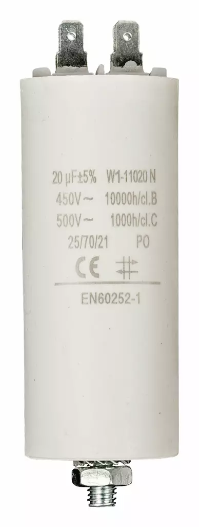 Kondensator | 20 uF | 450 V | Faston | 1 st. - Reservdelar - 5412810231942 - 1