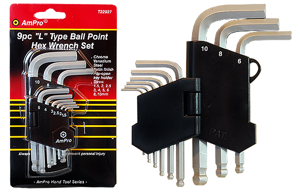 Inseksnyckel sats 9-delar crv med kulhuvud - Andra handverktyg - 795609229272 - 1