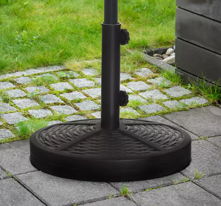 Aurinkovarjon jalka 12 kg rottinki-kuvio - Parasoller och markiser - 6410416042152 - 1