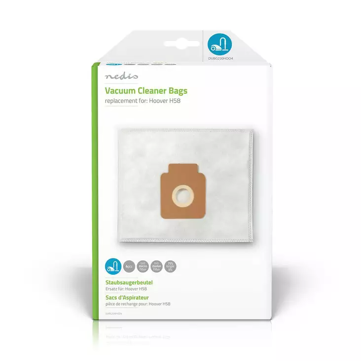 Dammsugarpåse | 4 st. | Syntetisk | Säljs mest för: Hoover H58 | Vit - Dammsugarpåsar - 5412810285372 - 1