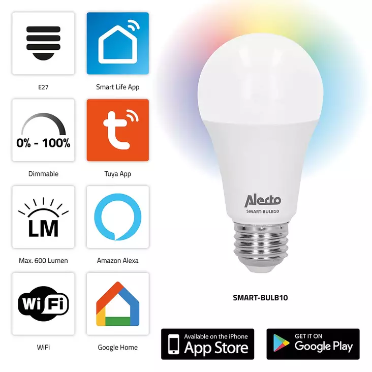 Smart LED-färglampa med Wi-Fi - Ljuskällor - 8712412583522 - 10