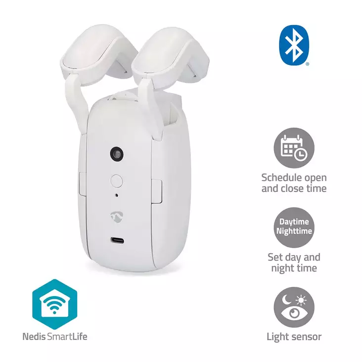 SmartLife Robot med Gardin | Stångskena | Draperier / Gardiner | Batteridriven / USB ström | 4000 mAh | Bluetooth® | Vit - Övrig automation och fjärrstyrning - 5412810419692 - 1