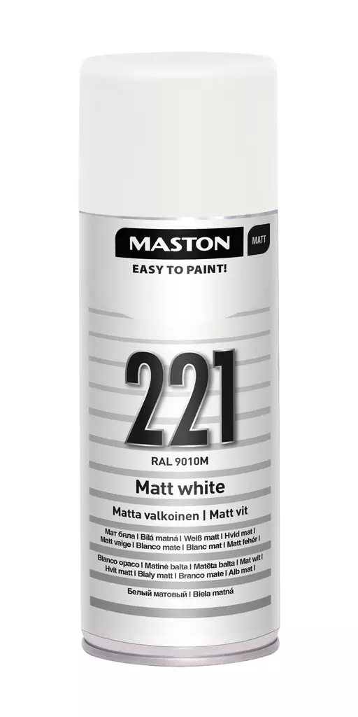 Spraymaali 100 - Matta valkoinen 221 - Sprayfärger - 6412491002212 - 1