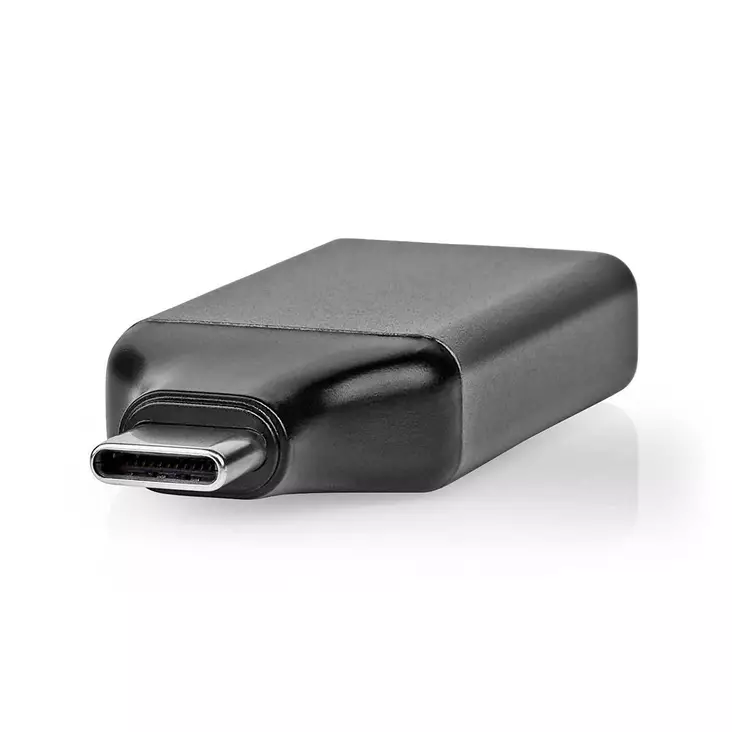 USB-C Adapter | USB 3.2 Gen 1 | USB-C Hane | DisplayPort Hona | 4K@60Hz | Rund | Nickelplaterad | Grå / Svart | Kuvert - Dator och nätverk - 5412810334582 - 1