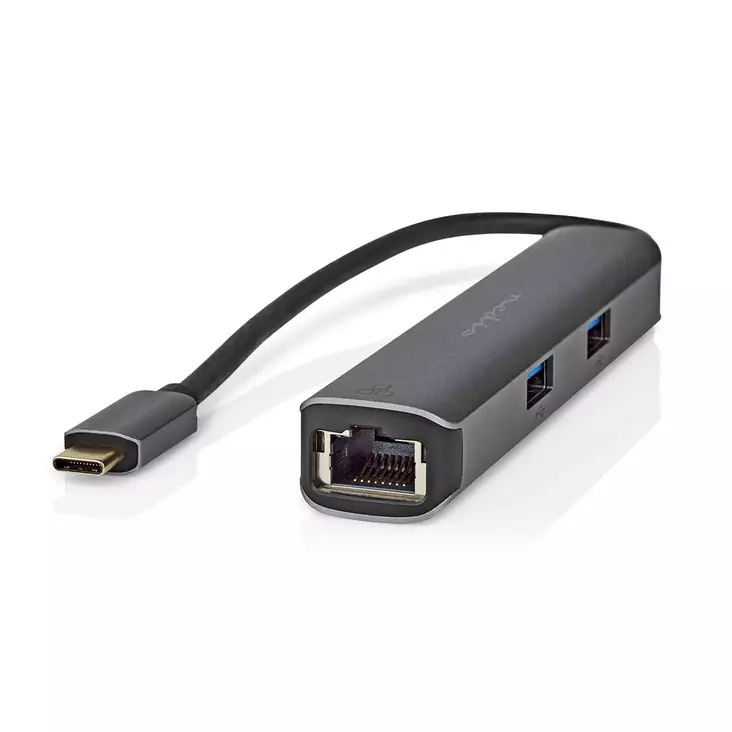 USB Multi-Port Adapter | 5-in-1 | USB 3.2 Gen 1 | USB-C Hane | HDMI Utgång / RJ45 Hona / 3x USB-A Hona | 5 Gbps | 0.20 m | Rund | Guldplaterad | PVC | Antracit | Låda - Dator och nätverk - 5412810414222 - 1