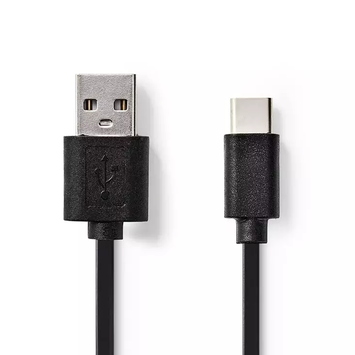 USB-kabel | USB 2.0 | USB-C Hane | USB-A Hane | 15 W | 480 Mbps | Nickelplaterad | 2.00 m | Rund | PVC | Svart | Låda - Dator och nätverk - 5412810329502 - 1